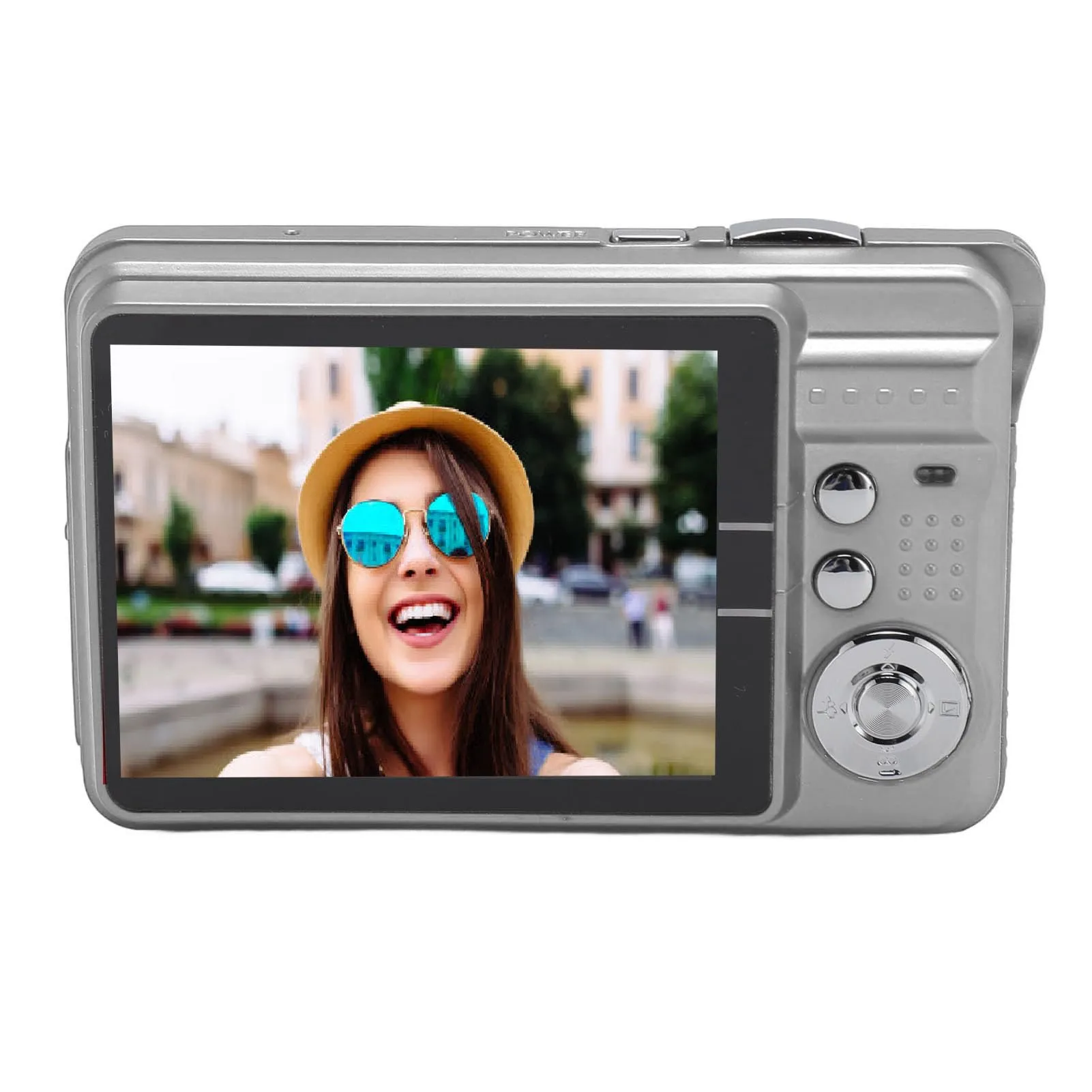 48MP 4K Kids Digital Camera with 8X Zoom, 2.7' Screen, Rechargeable, Compact, Silver