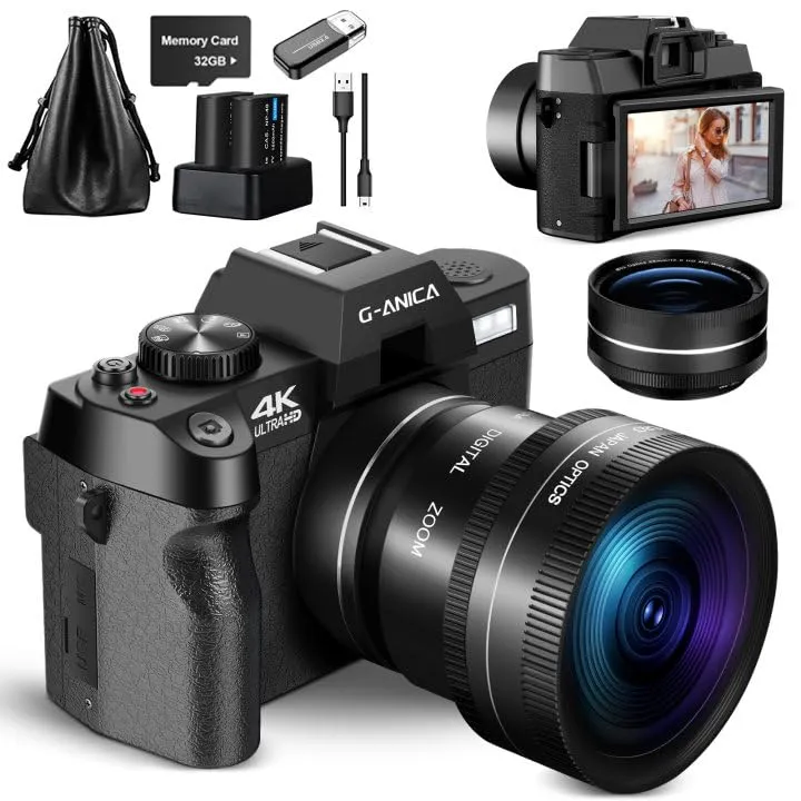 4K Digital Camera 48MP Compact Vlogging Camera with 16x Zoom and 3.0-Inch Display