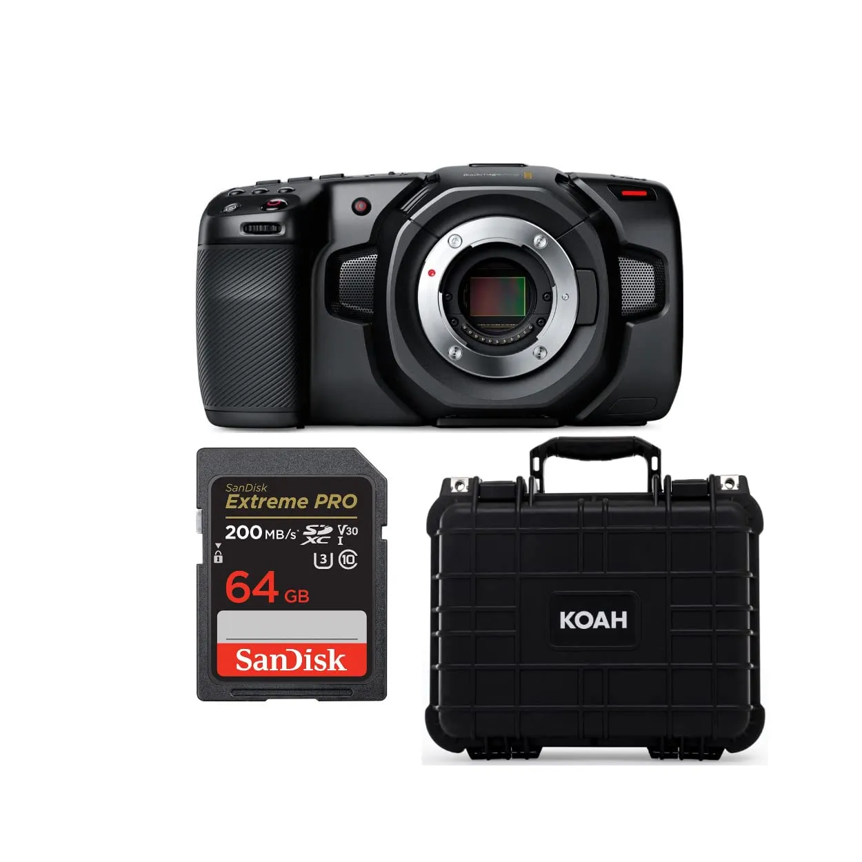 Blackmagic Design Pocket 4K Cinema Camera Bundle with 64GB Card & Weatherproof Case