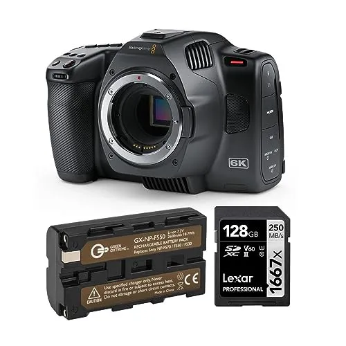 Blackmagic Design Pocket Cinema Camera 6K G2 Bundle with 128GB Card & Battery Pack