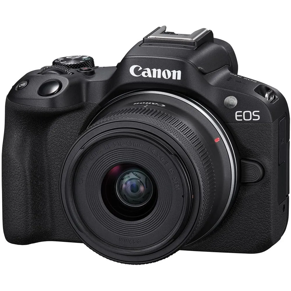 Canon EOS R50 Mirrorless Vlogging Camera (Black) with RF-S18-45mm Lens, Compact & Lightweight