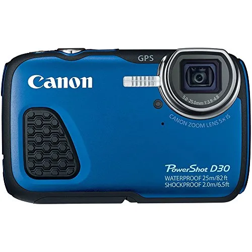 Canon PowerShot D30 Waterproof Digital Camera, Blue - 12MP, 28-140mm Lens, Shockproof, GPS