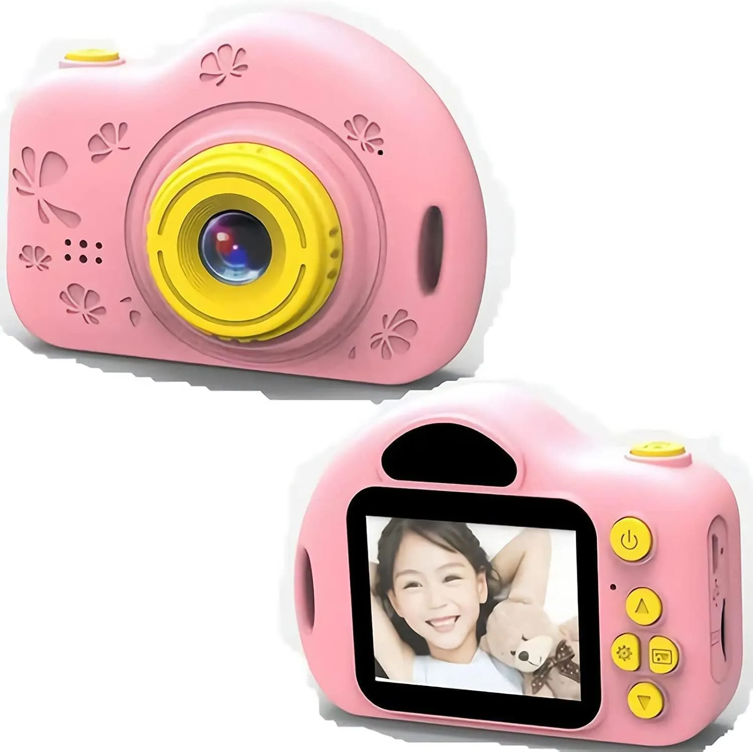 Children's X7 Cartoon Digital Camera - Pink, 0.3MP, 1.77' Display, Rechargeable, Shockproof Fun