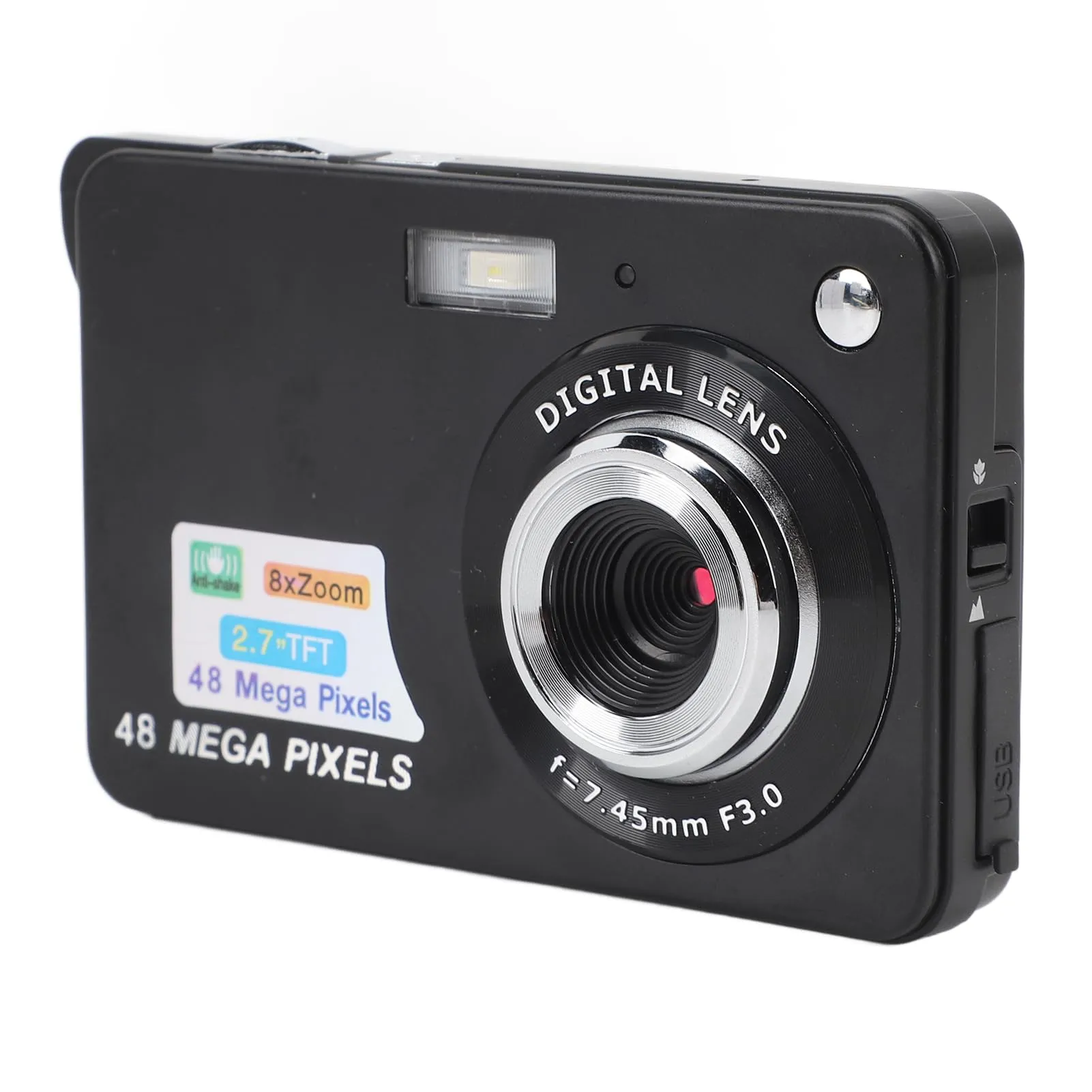 Compact 48MP Digital Camera with 8X Zoom, Autofocus, Vlogging Features & 2.7in HD Display