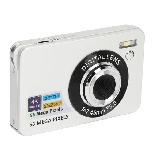 Digital Camera 20x Zoom, 56MP Photos, 4K Video, Compact Design, Includes USB Cable