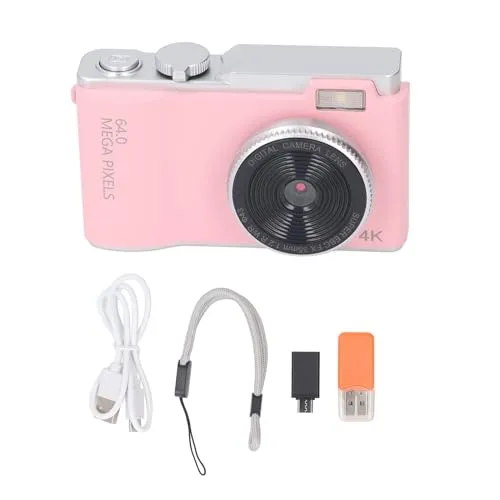 Digital Camera for Photography, 48MP Vlogging Camera with Autofocus, 1080P HD, Pink