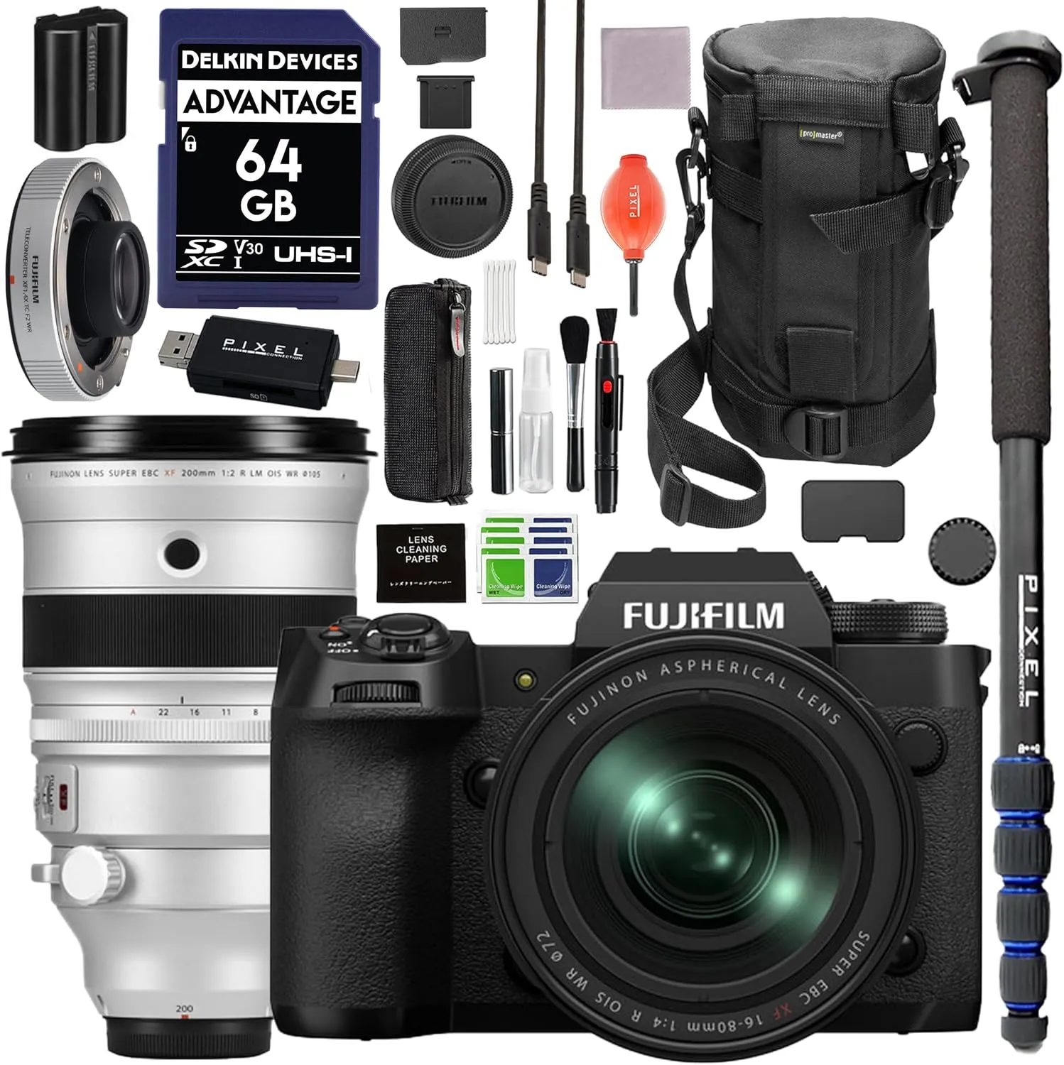 Fujifilm X-H2 Mirrorless Camera Bundle with XF16-80mm & XF200mm F2 Lens + Accessories