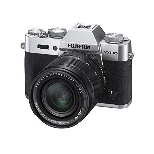 Fujifilm X-T10 Silver Mirrorless Camera Kit with XF18-55mm Lens, 16MP, Compact Design