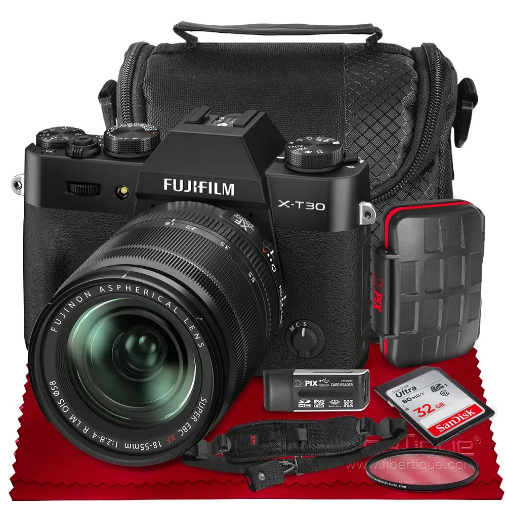 FujiFilm X-T30 II Black Mirrorless Camera Bundle with XF18-55mm Lens & Accessories