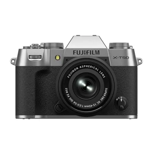 Fujifilm X-T50 Mirrorless Camera Body with XC15-45mm Lens Kit Bundle in Silver