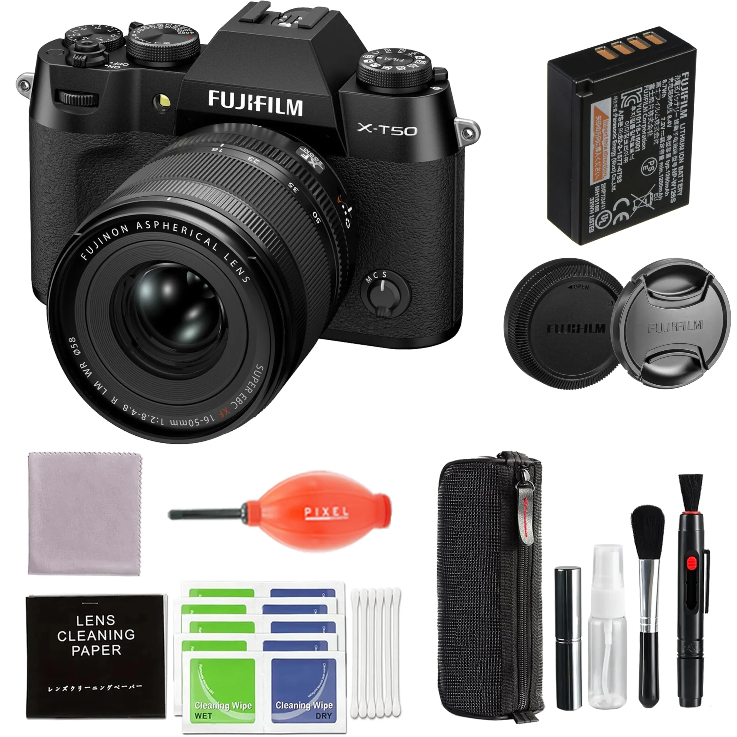 Fujifilm X-T50 Mirrorless Camera Bundle with XF16-50mm Lens, Cleaning Kit, & Hurricane Blower