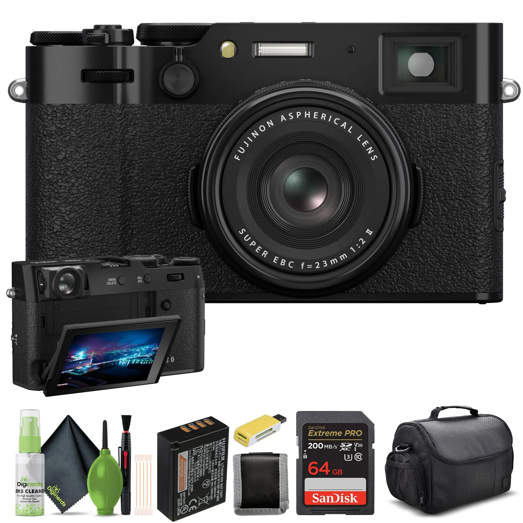 FUJIFILM X100VI Digital Camera Silver Bundle with 64GB Card, Case, Reader & Cleaning Kit