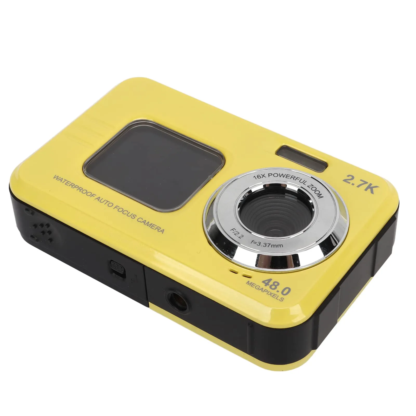 Fydun 2.7K HD Digital Camera, 48MP Underwater Camera with 16X Zoom, Yellow