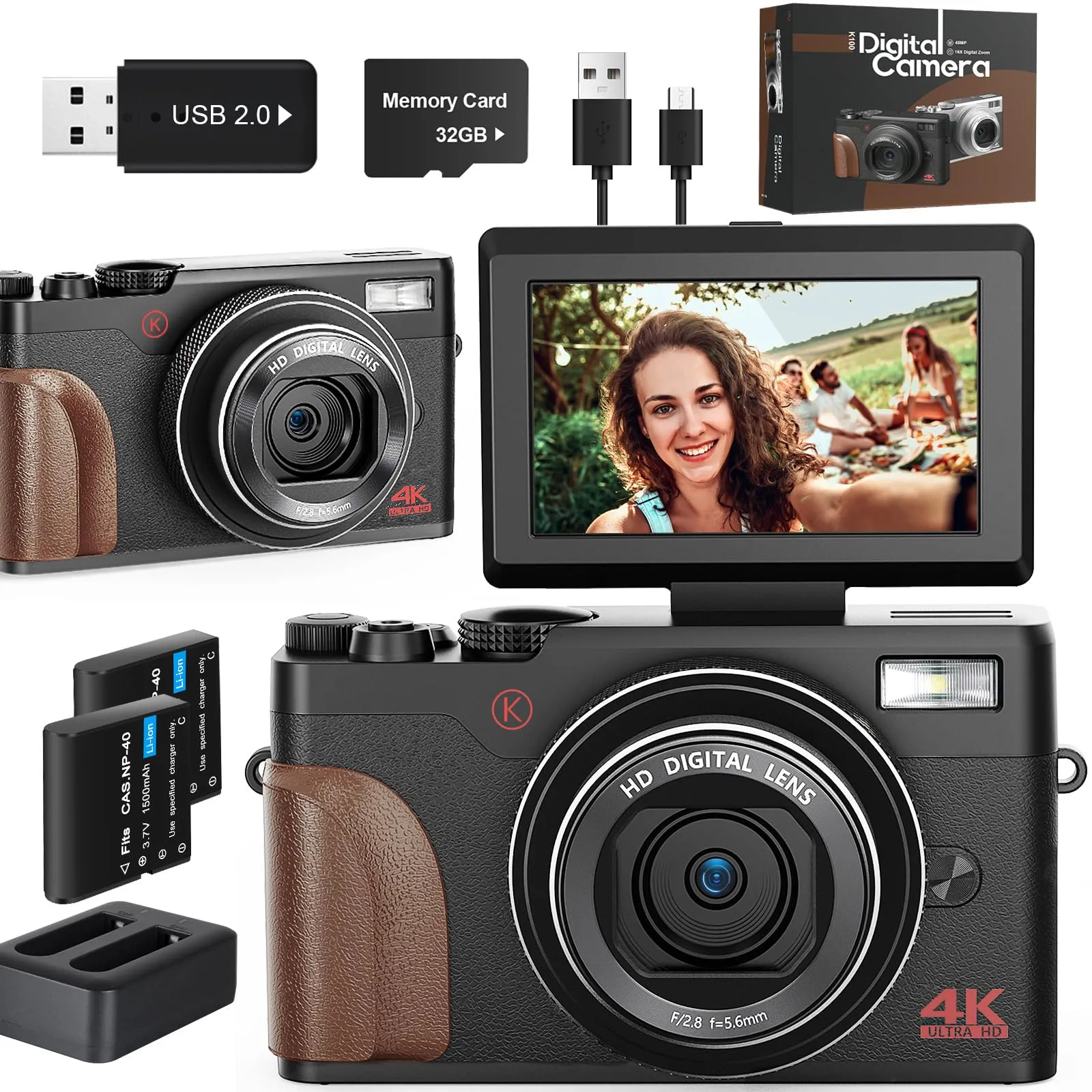 G-Anica 4K Digital Camera, 48MP Autofocus, Flip Screen, Portable Travel & Vlogging Camera