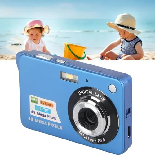 High-Resolution 48MP 4K Digital Camera with 8X Zoom, Compact Pocket Vlogging & Video Camera