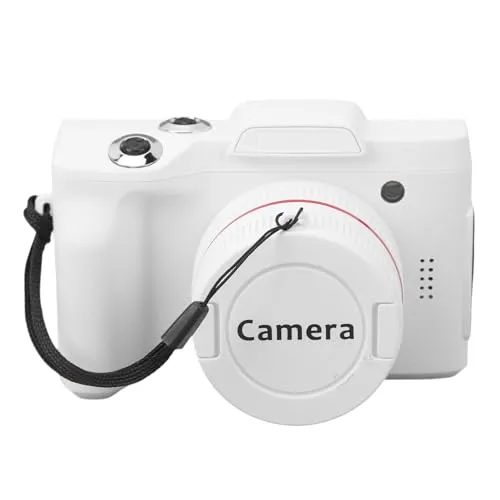 KIMISS Digital Camera 16MP White with Multi Axis Stabilization for Beginner Vloggers