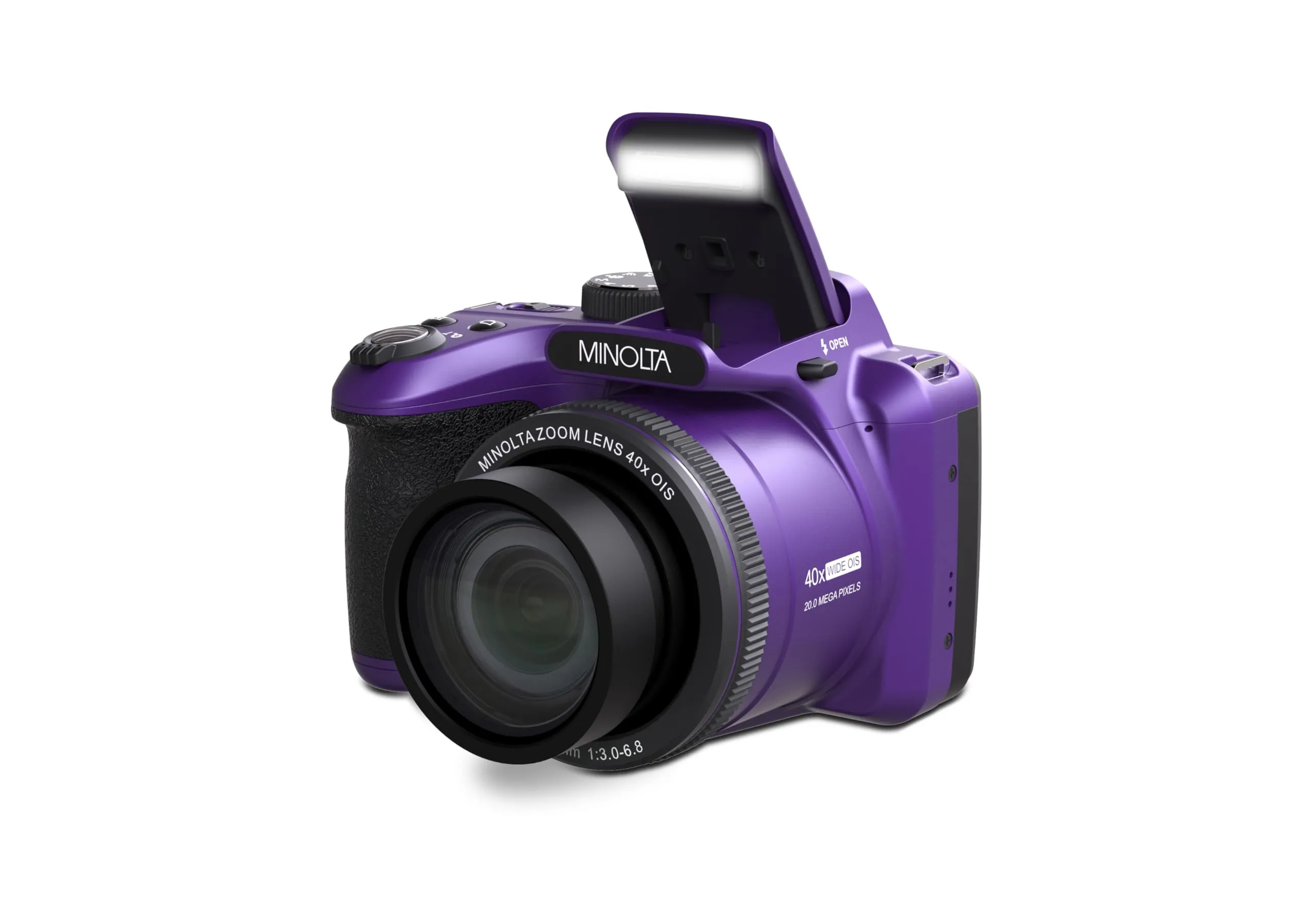 Minolta 20MP Digital Camera, 40x Optical Zoom, 1080p Video, WiFi, Purple