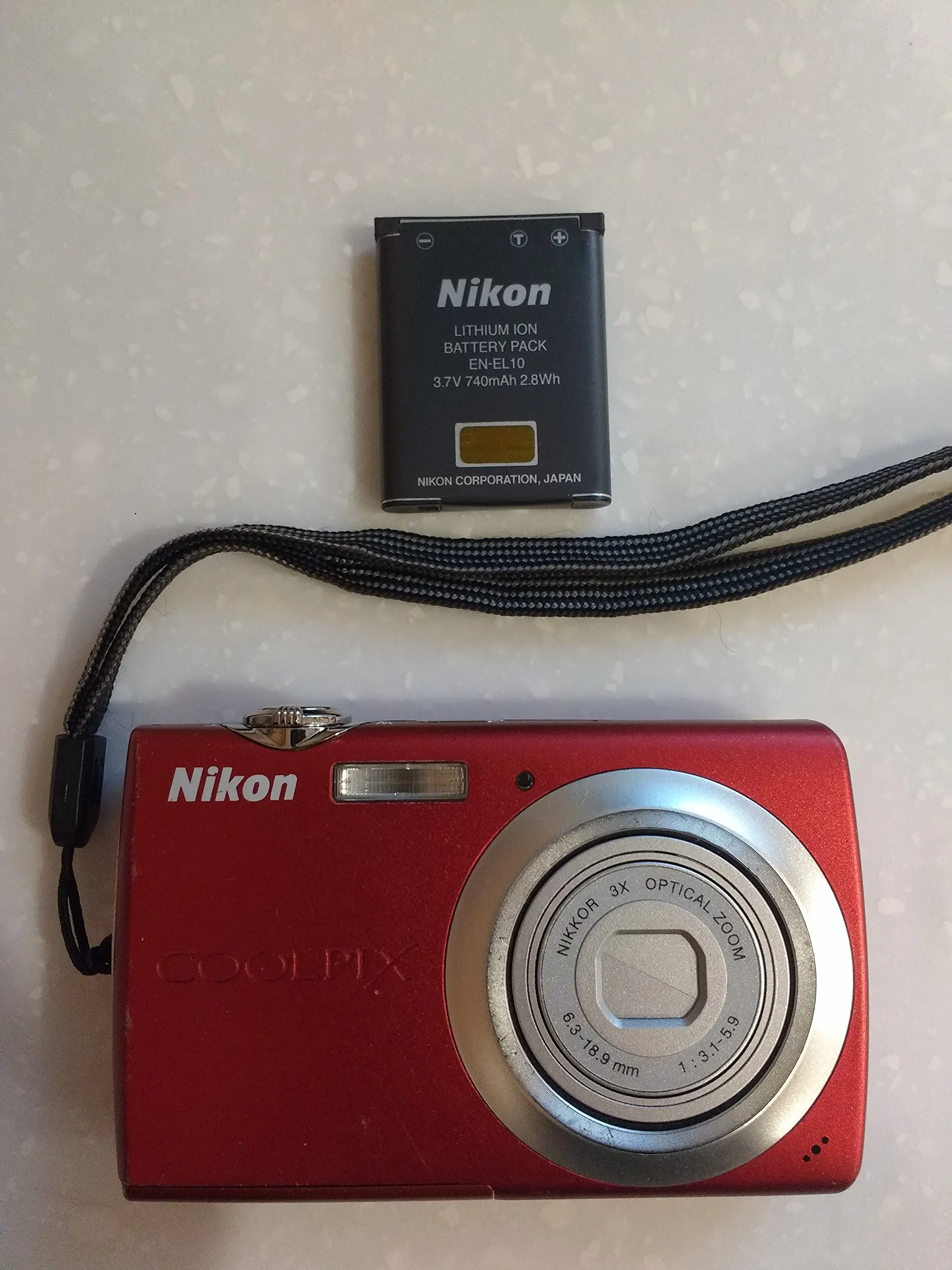 Nikon Coolpix S203 Digital Camera Red 10MP with D-Lighting, Vibration Reduction, 4X Zoom