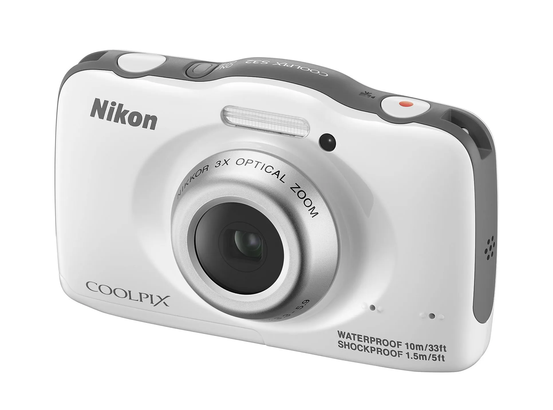 Nikon COOLPIX S32 Waterproof Shockproof 13MP Digital Camera - Family-Friendly White Design