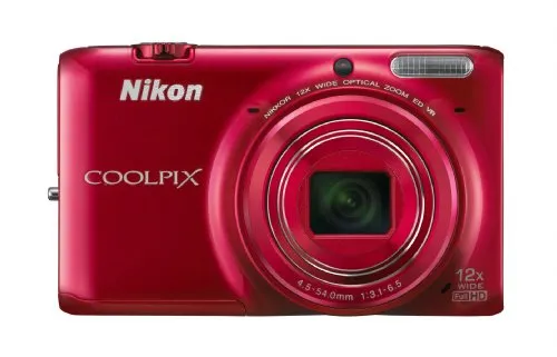 Nikon COOLPIX S6500 Wi-Fi Digital Camera, 12x Zoom, 16MP CMOS, Red