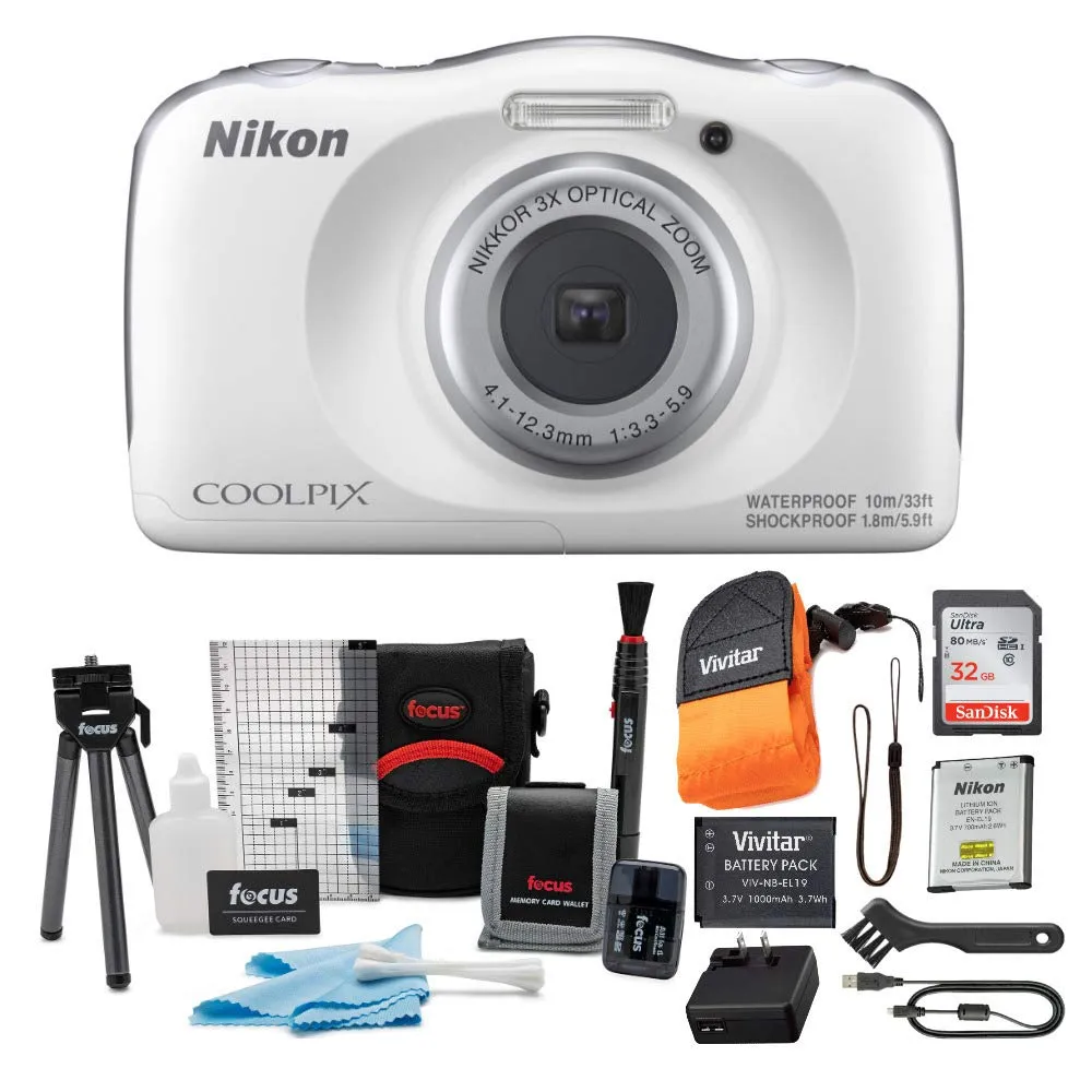 Nikon Coolpix W150 Waterproof Camera, White, Full HD, Built-in Wi-Fi & Bluetooth, 18 Modes