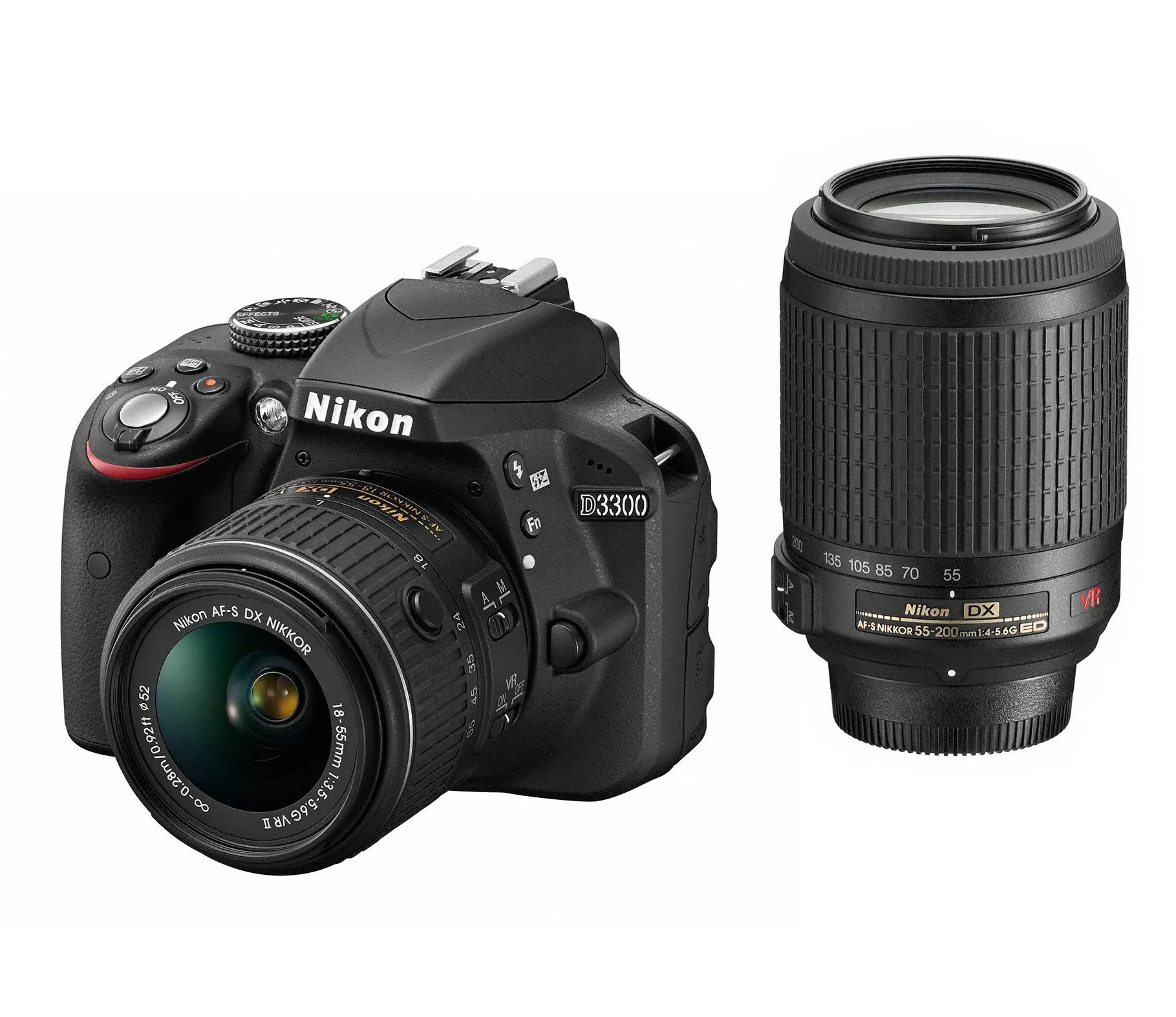 Nikon D3300 24.2 MP DSLR with 18-55mm & 55-200mm Lenses - Black, International Version