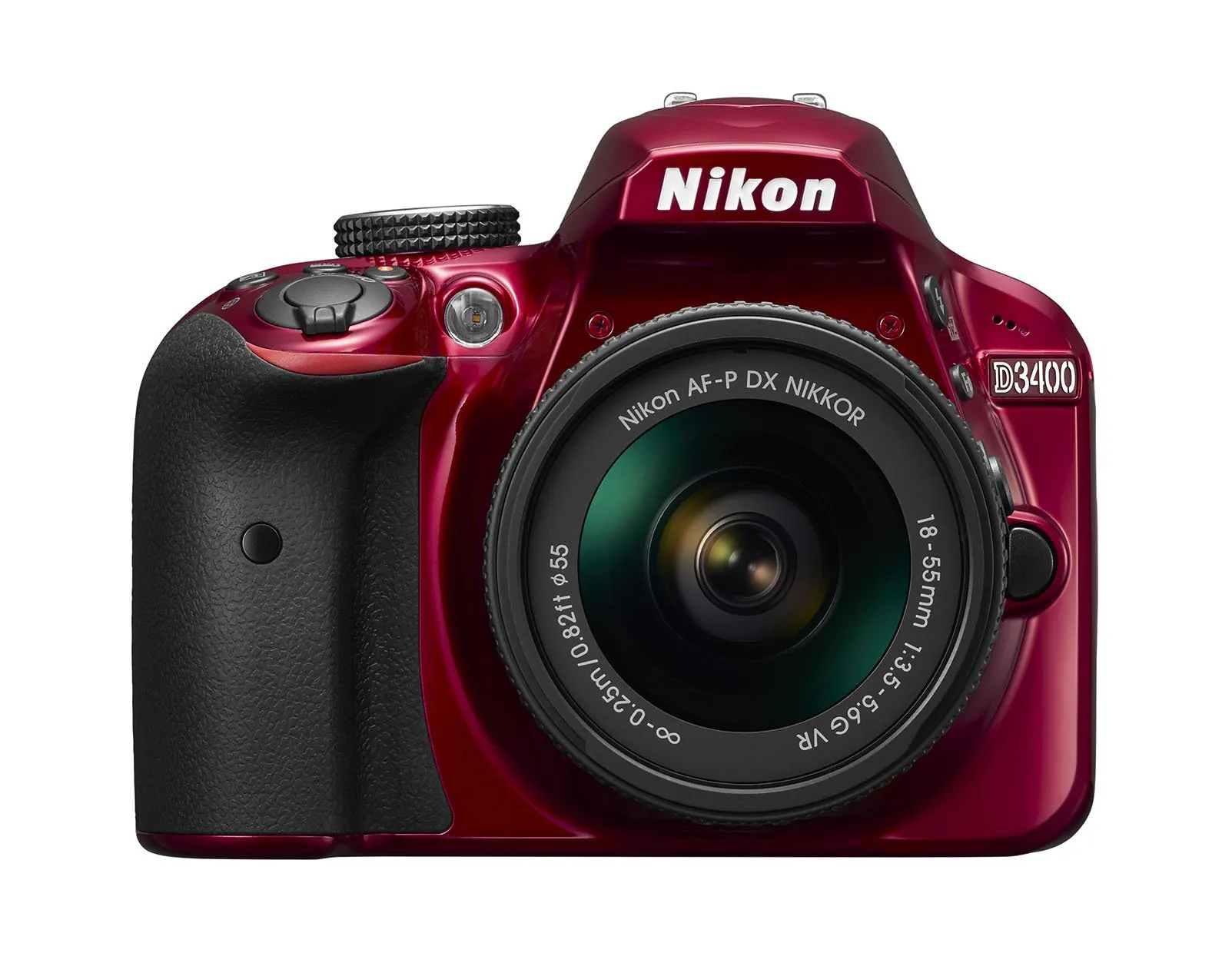 Nikon D3400 DSLR Camera with AF-P DX 18-55mm Lens, Bluetooth, 24.2MP, Red (Renewed)