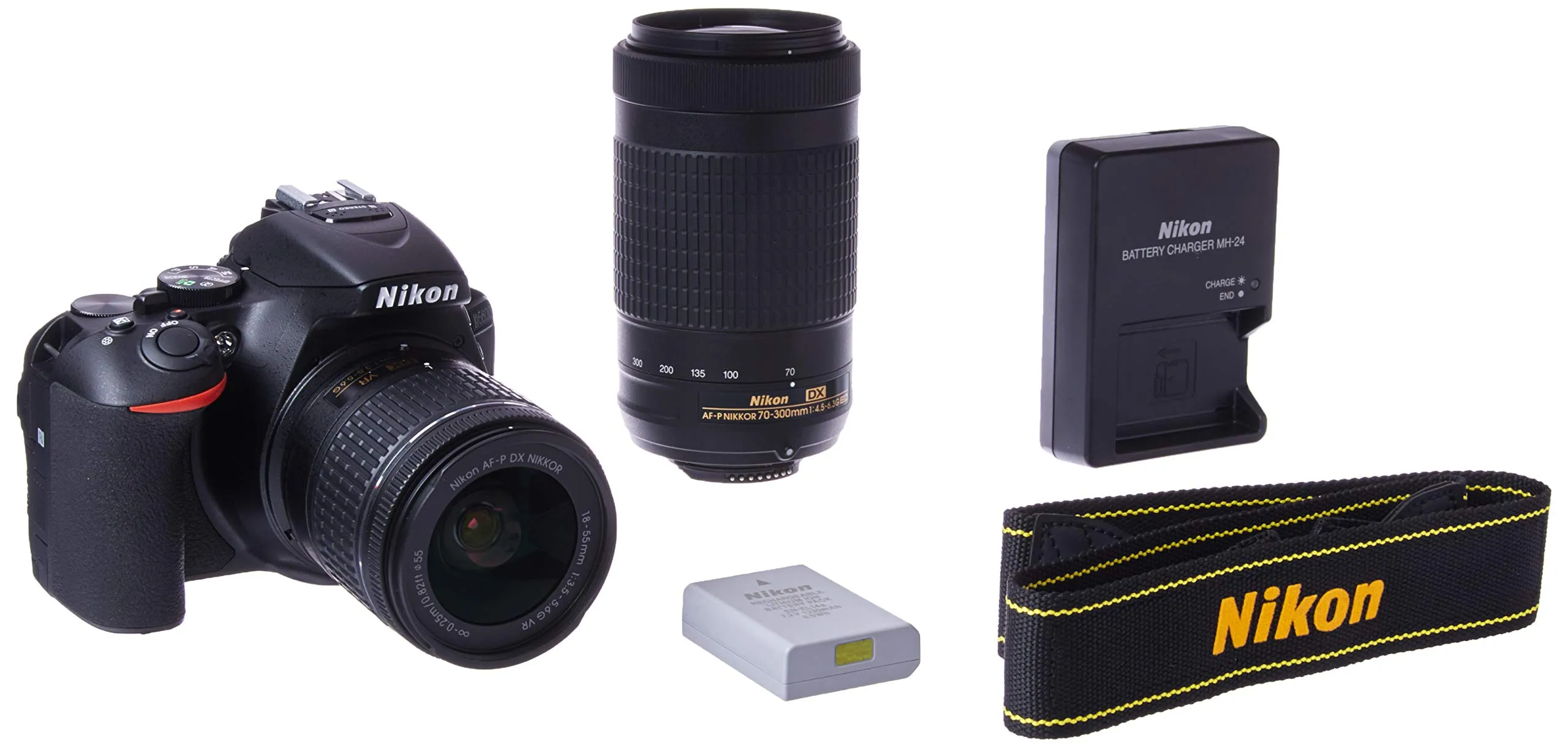 Nikon D5600 DSLR Camera Kit with 18-55mm & 70-300mm Lenses, 24.2MP, Full HD, Bluetooth/Wi-Fi