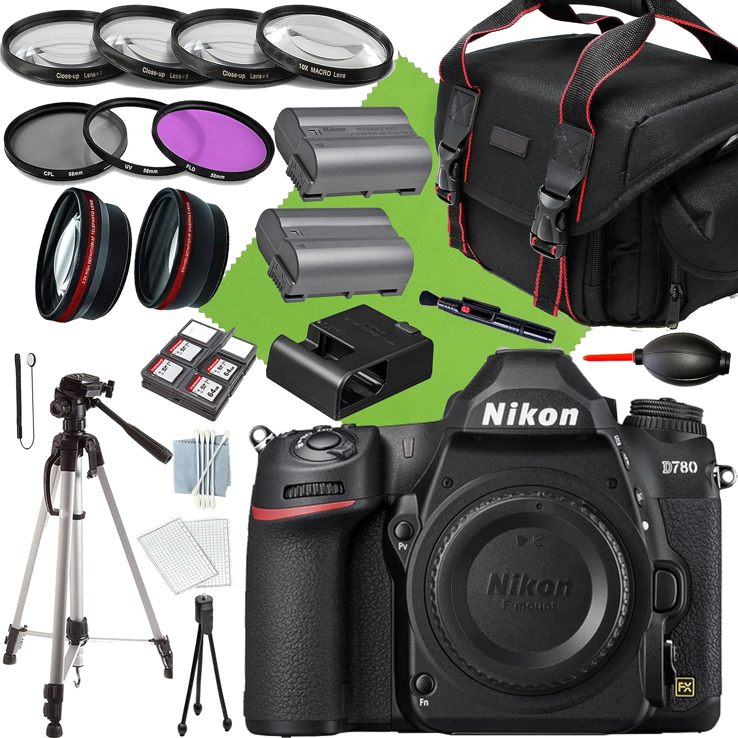 Nikon D780 DSLR Camera Bundle with 24-120mm Lens, Extra Batteries, Tripod & Software Kit