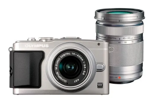 Olympus E-PL5 Interchangeable Lens Camera Double Zoom Kit - Silver, International Version