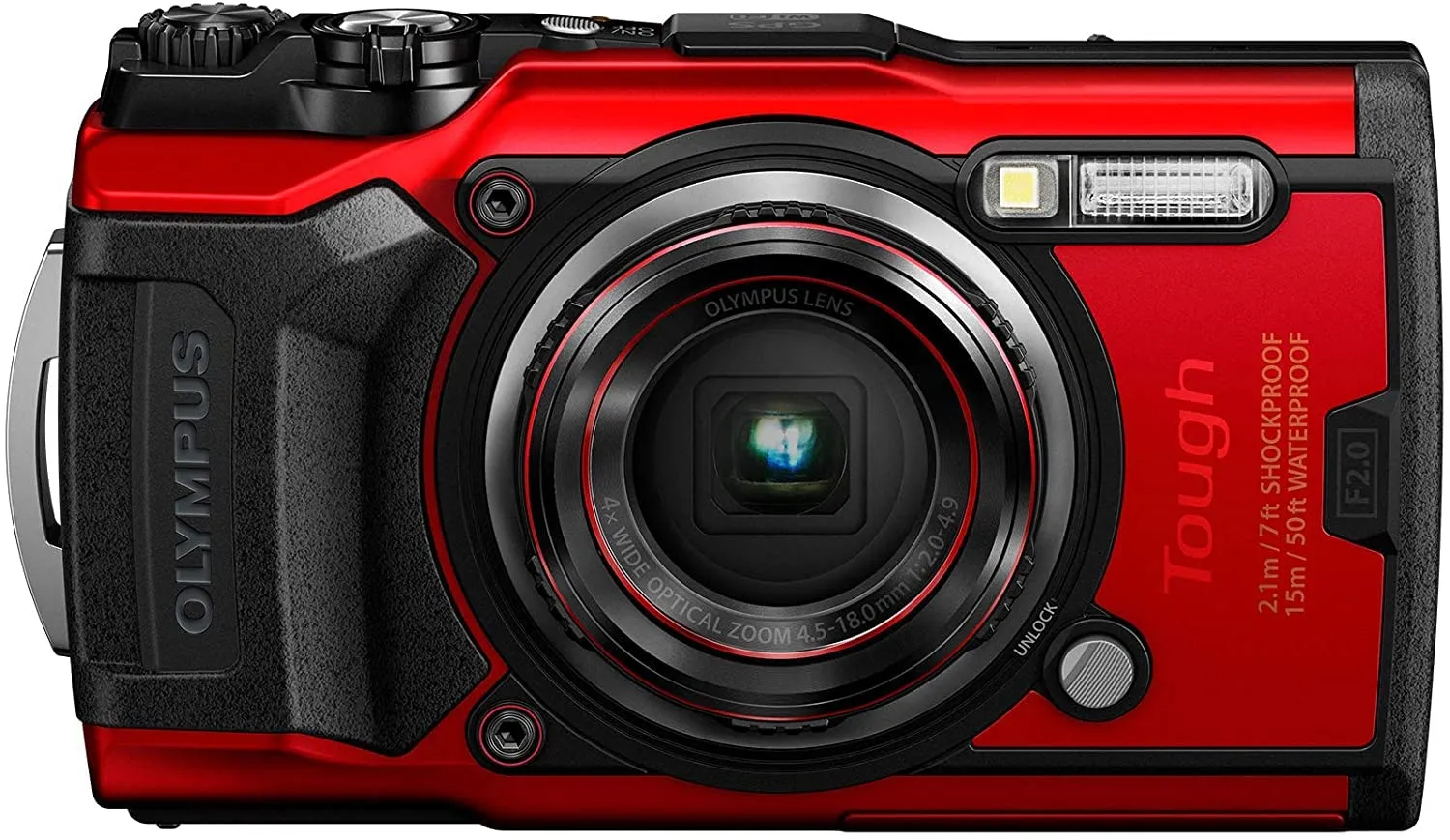 Olympus Tough TG-6 Waterproof Camera Red, 50ft Waterproof, Dustproof, 8x Zoom, 4K Video