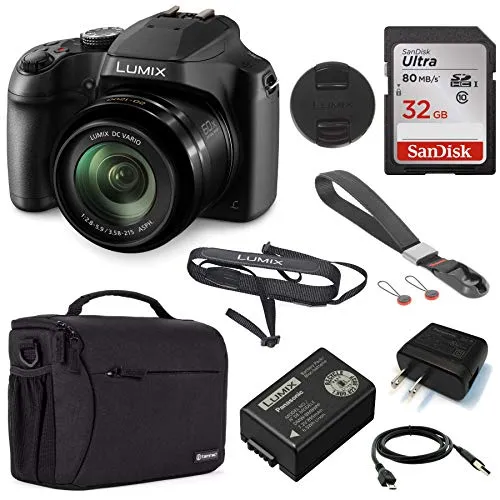 Panasonic Lumix DC-FZ80 4K Camera Bundle, 18.1MP, 60X Zoom Lens, Case & 32GB Card