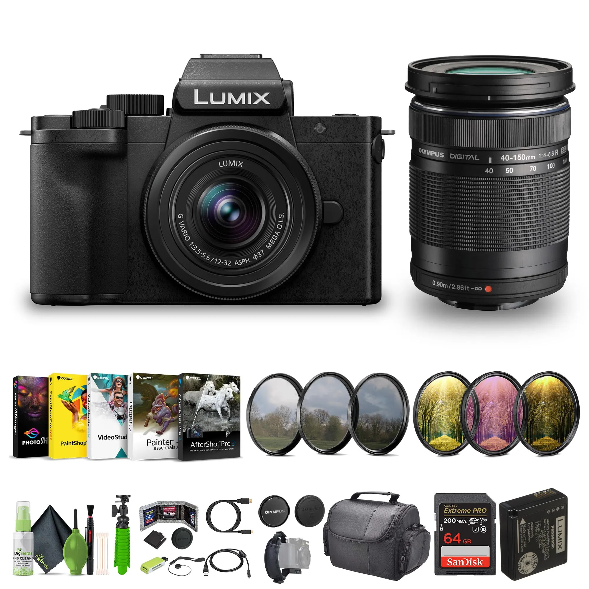 Panasonic Lumix G100D 4K Mirrorless Vlogging Camera Kit with 12-32mm & 40-150mm Lenses