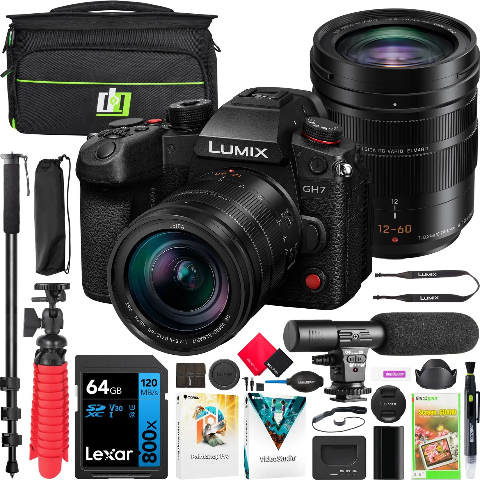 Panasonic LUMIX GH7 Mirrorless Camera Bundle with 12-60mm Lens, Accessories & Warranty