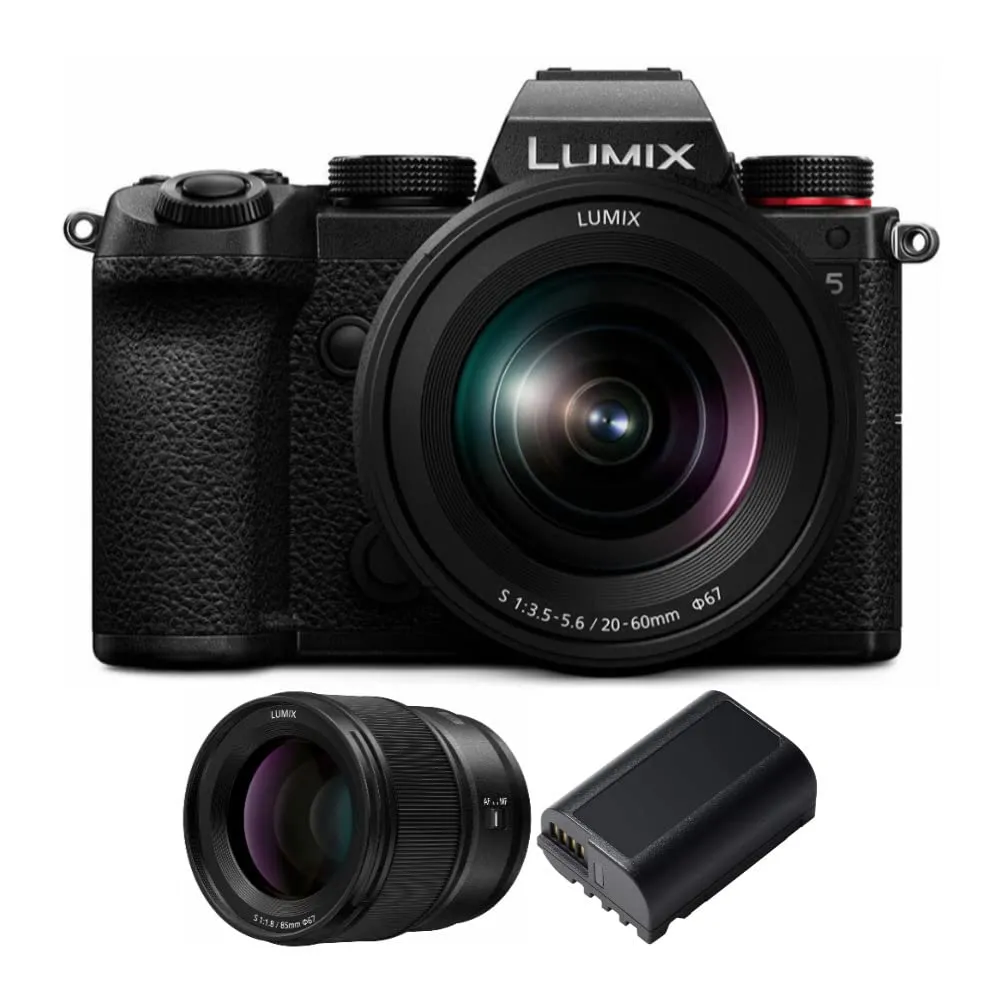 Panasonic LUMIX S5 4K Mirrorless Full-Frame Camera Bundle with 20-60mm & 85mm Lenses