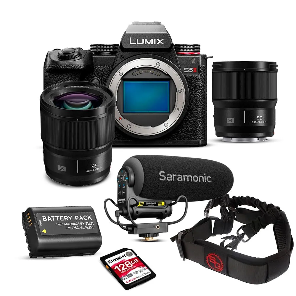 Panasonic Lumix S5II Mirrorless Camera Bundle with 85mm f/1.8 & 50mm f/1.8 Lenses