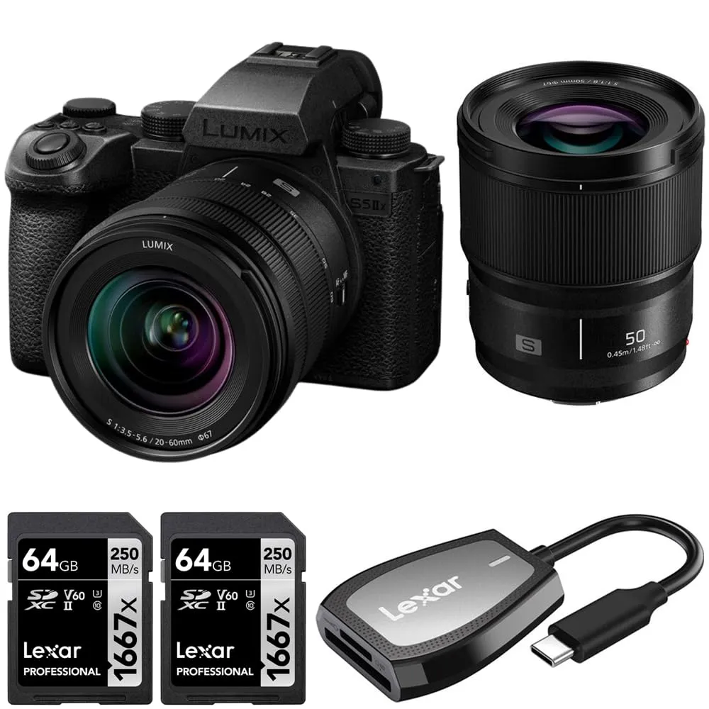 Panasonic Lumix S5IIX Full-Frame Mirrorless Camera Bundle with 20-60mm & 50mm Lenses