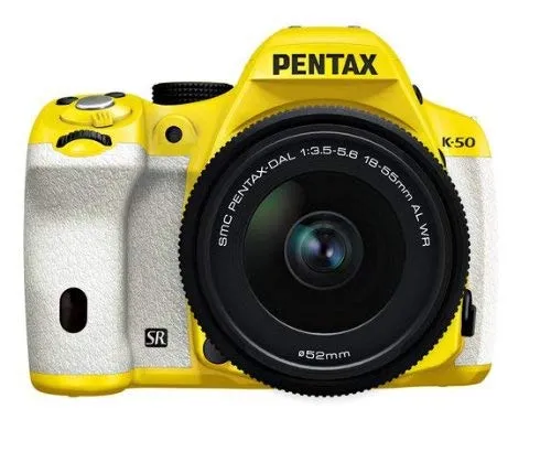 Pentax K-50 16MP Digital SLR Camera with 18-55mm Lens (Yellow/White) - Renewed Quality