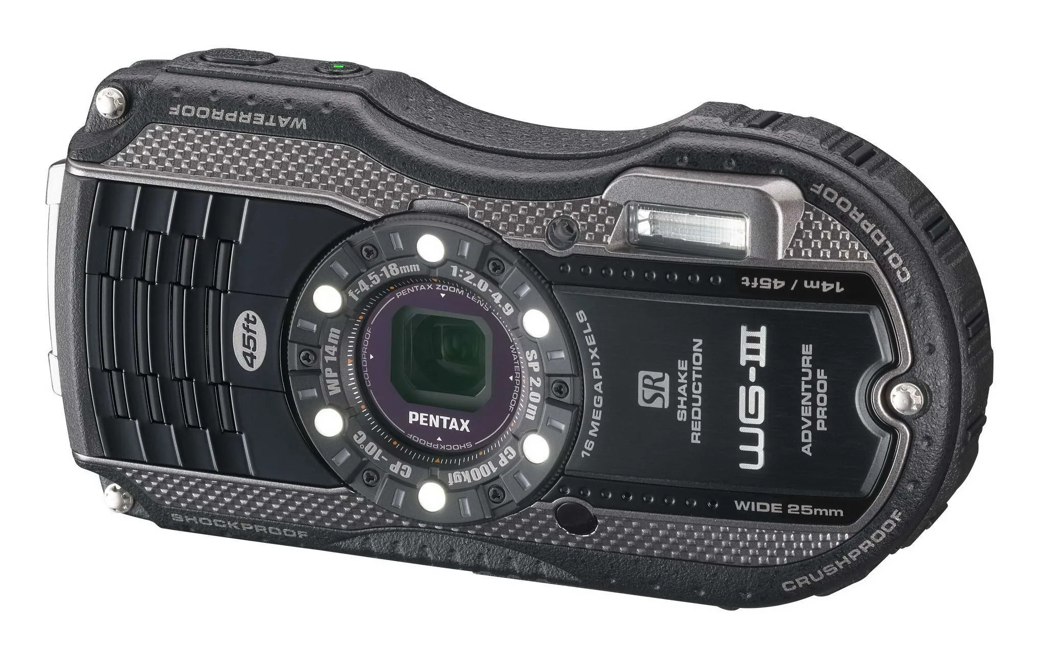 Pentax Optio WG-3 16MP Waterproof Camera with 3-Inch LCD, Shockproof & Cold Resistant (Black)