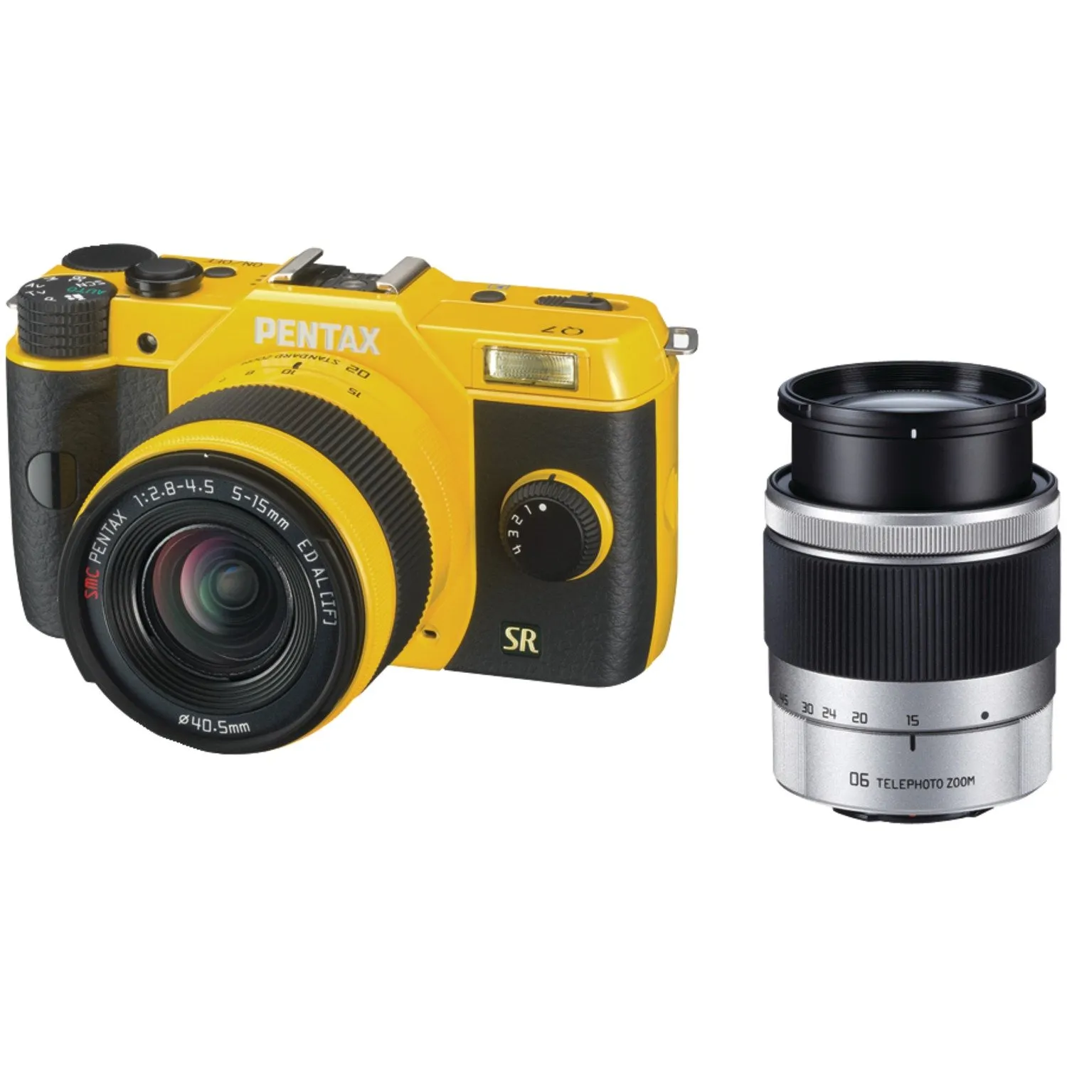 Pentax Q7 12.4MP Mirrorless Digital Camera with 5-15mm & 15-45mm Lenses in Yellow