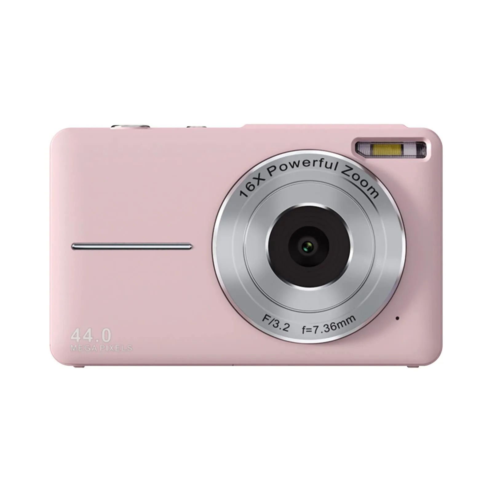 Pink 1080P High-Definition Digital Camera, 44MP, 16X Zoom, Anti-Shake, Compact Design, Rechargeable