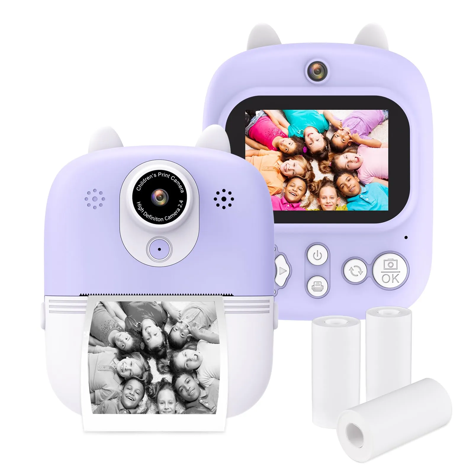 Print Camera Andoer 3-in-1 Instant Camera with 12MP, 2.4-inch Screen, Quick Inkless Printing