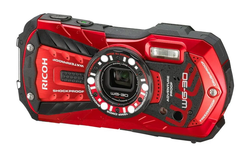 Ricoh WG-30 Red 16MP Waterproof Digital Camera with 5X Zoom, Shock & Cold Resistant