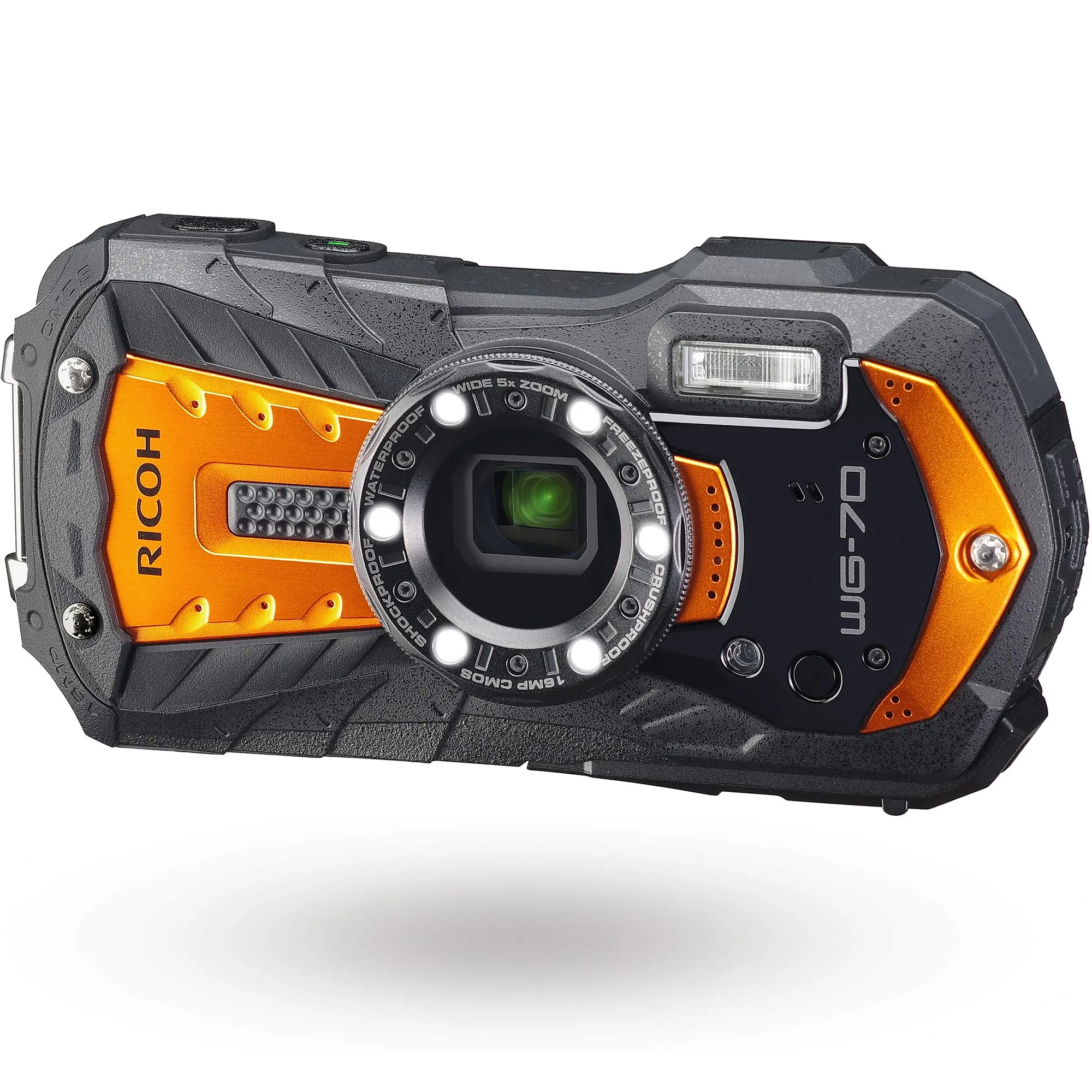 Ricoh WG-70 Waterproof Digital Camera 16MP (Orange) - All-Weather Adventure Ready