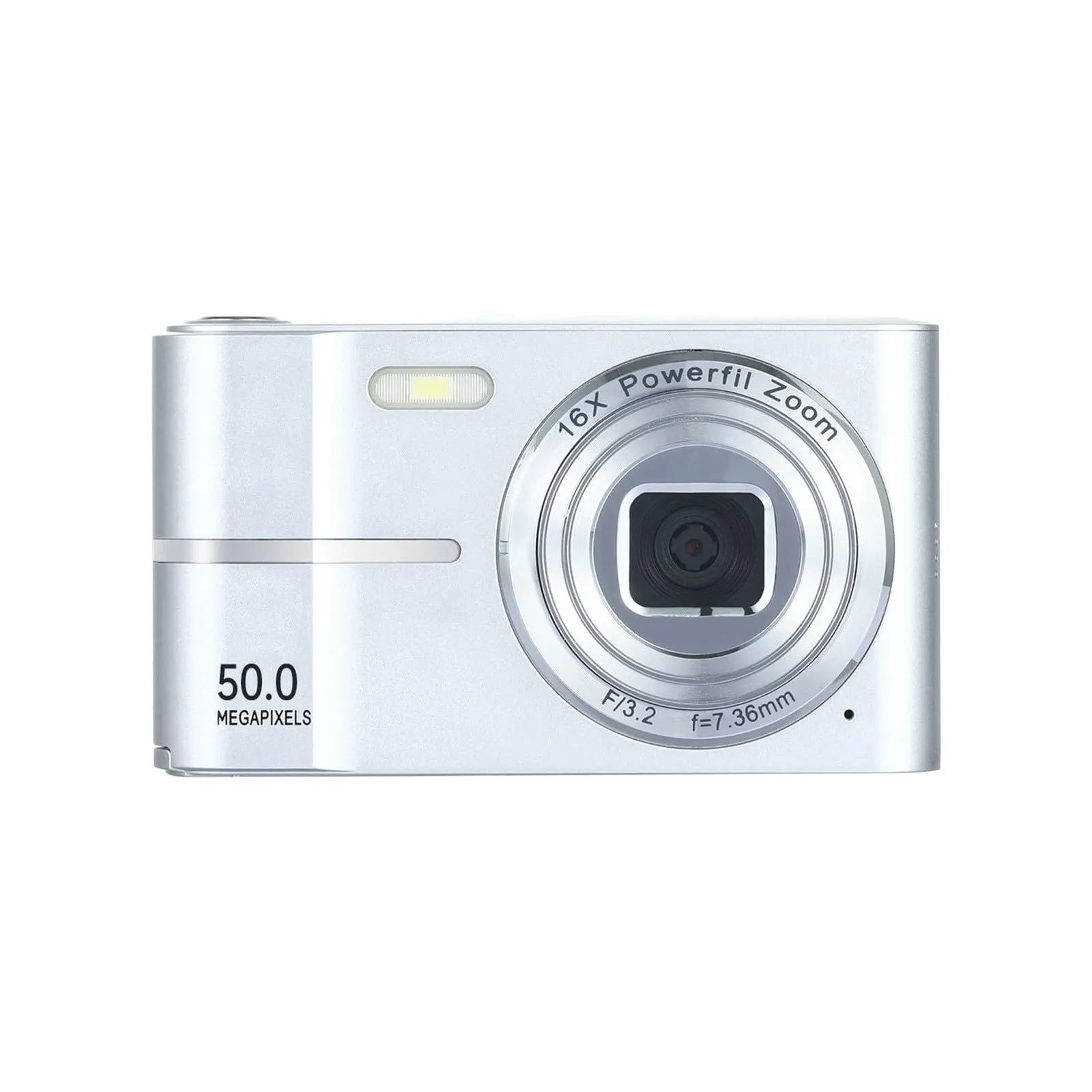 Silver 1080P High-Definition Digital Camera with 44MP, 16X Zoom, No Shaking, Compact Design