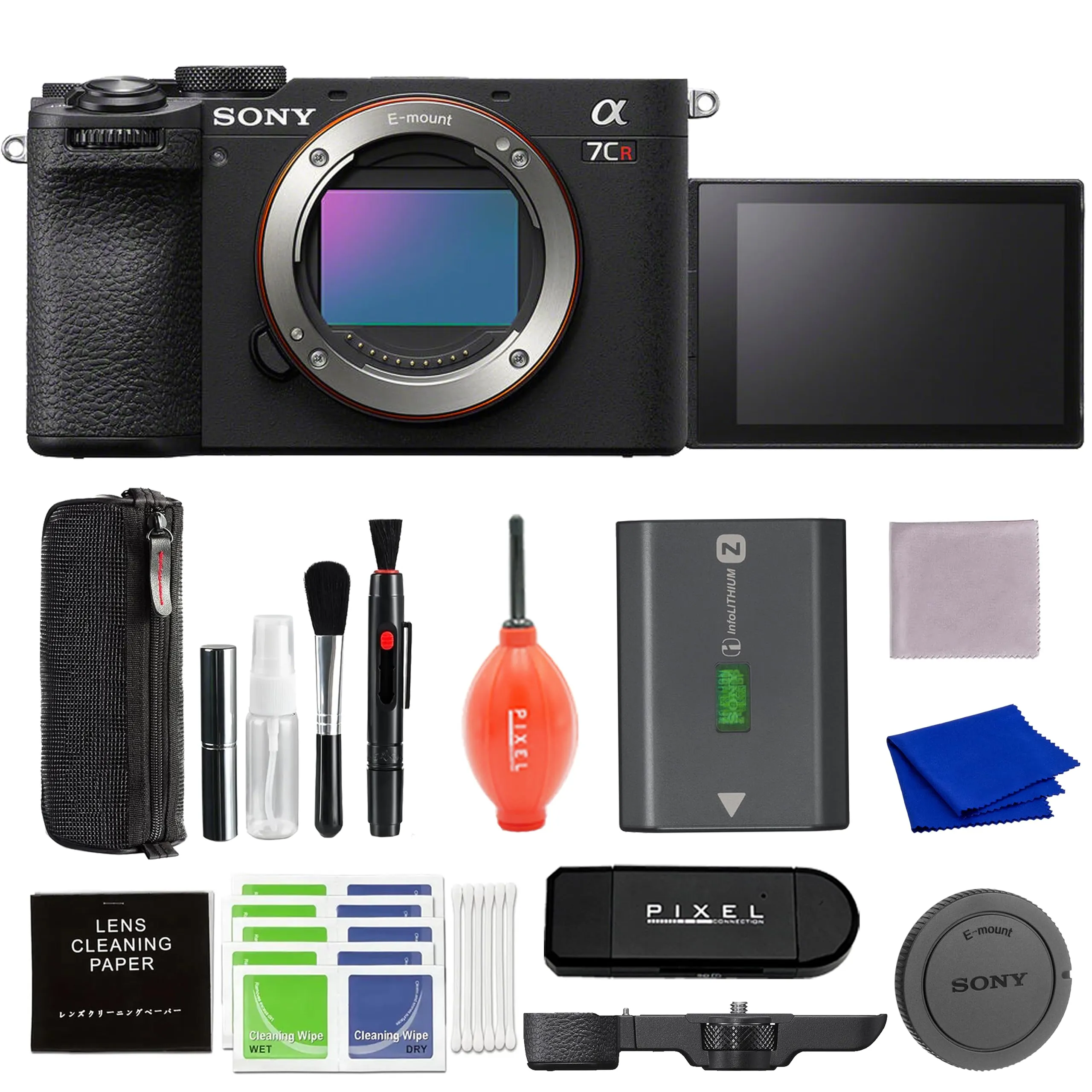 Sony Alpha 7CR Full-Frame Camera Bundle with Advanced Accessories - 61MP, Black