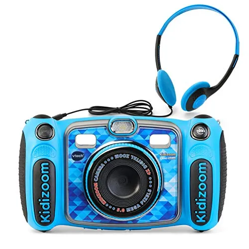 VTech Kidizoom Duo 5.0 Deluxe Digital Selfie Camera, Blue with MP3 Player & Headphones